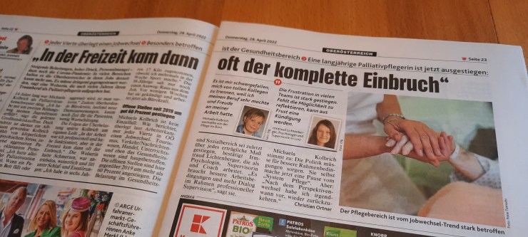 Zeitungsartikel in der Kronenzeitung über Supervision im Sozialbereich mit Irmtraud Lichtenberger, Supervisorin in Linz